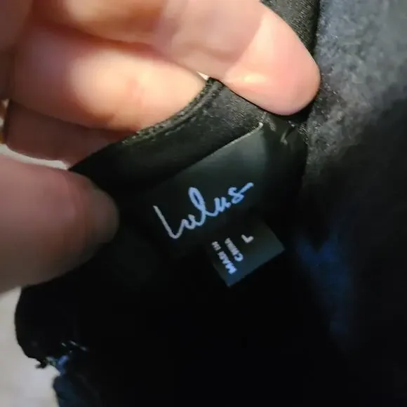 NEW Lulus Desirably Dramatic Black Lace Dress Womens L MIDI Whimsigoth Witchy - Picture 9 of 15